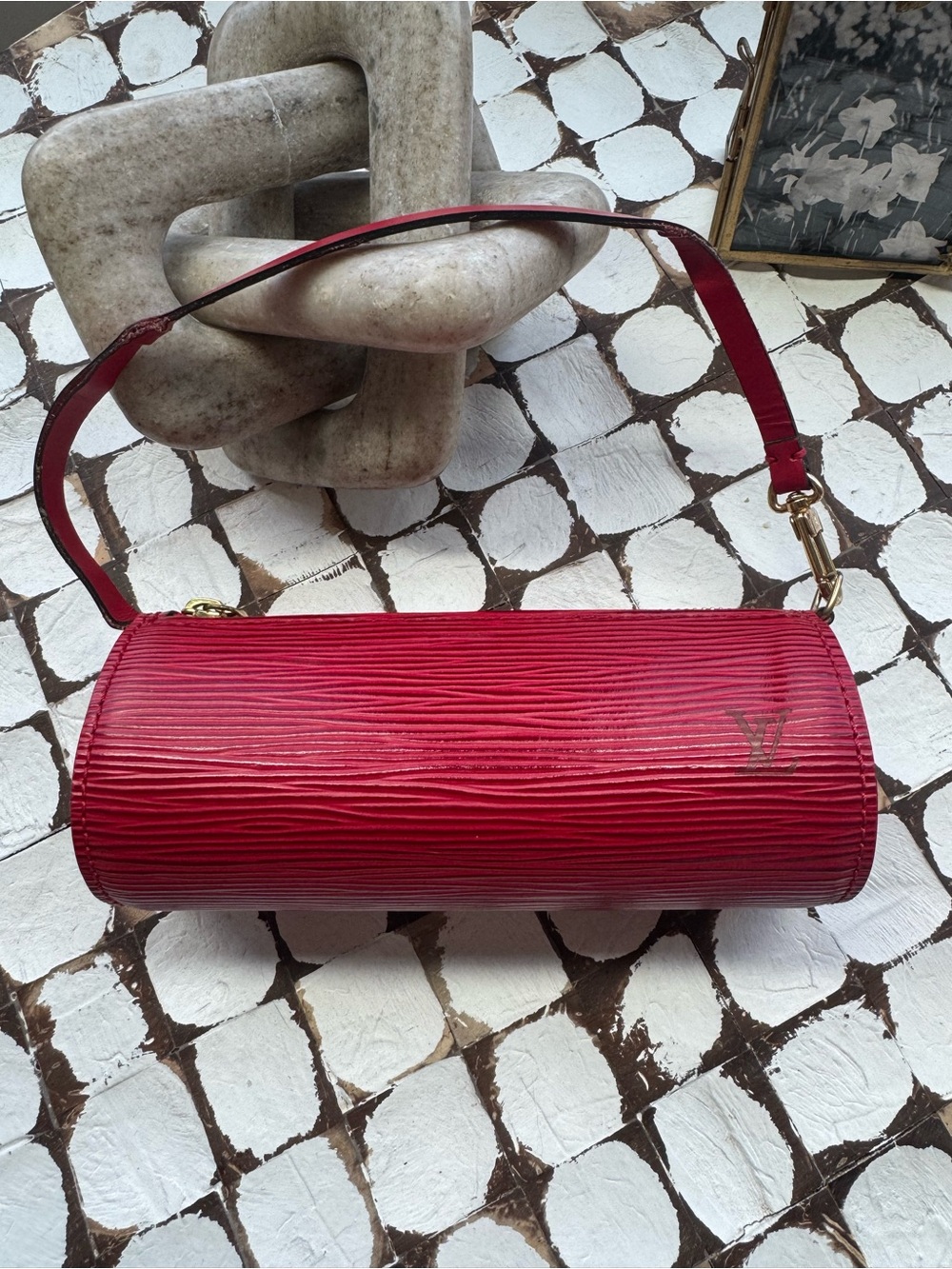 Louis Vuitton Red Epi Papillon Leather Mini Bag